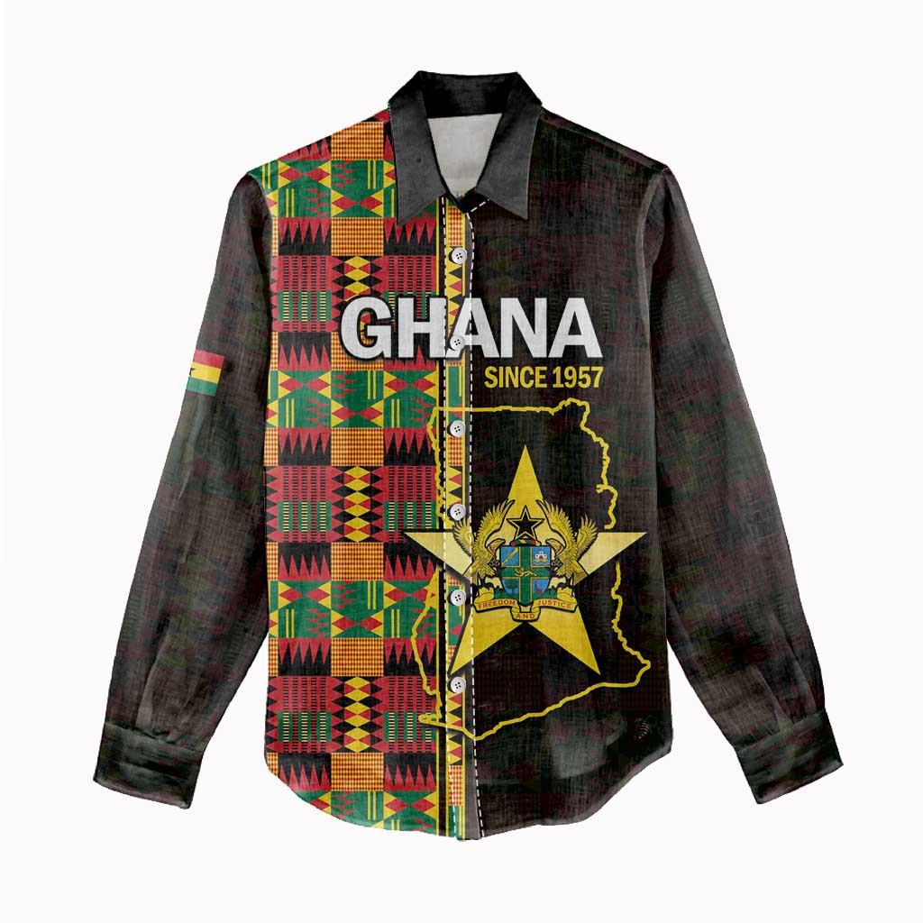 Afro Ghana Independence Day Women Casual Shirt Ghanaian 1957 Kente Pattern