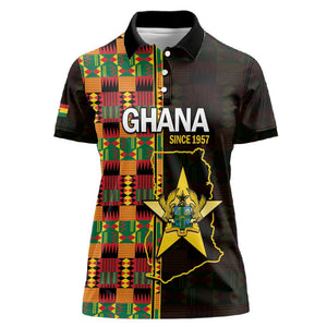 Afro Ghana Independence Day Women Polo Shirt Ghanaian 1957 Kente Pattern