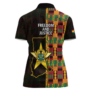Afro Ghana Independence Day Women Polo Shirt Ghanaian 1957 Kente Pattern