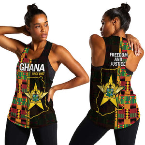 Afro Ghana Independence Day Women Racerback Tank Ghanaian 1957 Kente Pattern