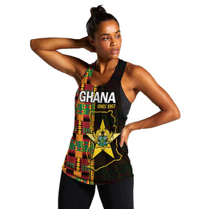 Afro Ghana Independence Day Women Racerback Tank Ghanaian 1957 Kente Pattern
