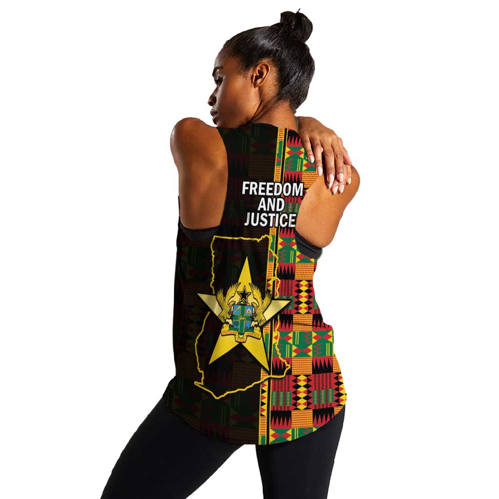Afro Ghana Independence Day Women Racerback Tank Ghanaian 1957 Kente Pattern