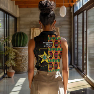 Afro Ghana Independence Day Women Sleeveless Polo Shirt Ghanaian 1957 Kente Pattern