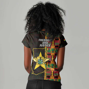 Afro Ghana Independence Day Women V-Neck T-Shirt Ghanaian 1957 Kente Pattern