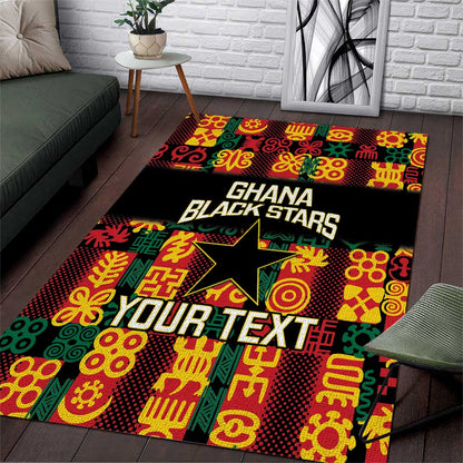 Custom Ghana Black Stars Area Rug Adinkra Pattern - Football Style