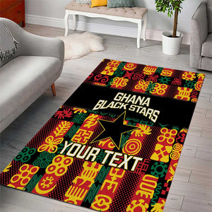 Custom Ghana Black Stars Area Rug Adinkra Pattern - Football Style