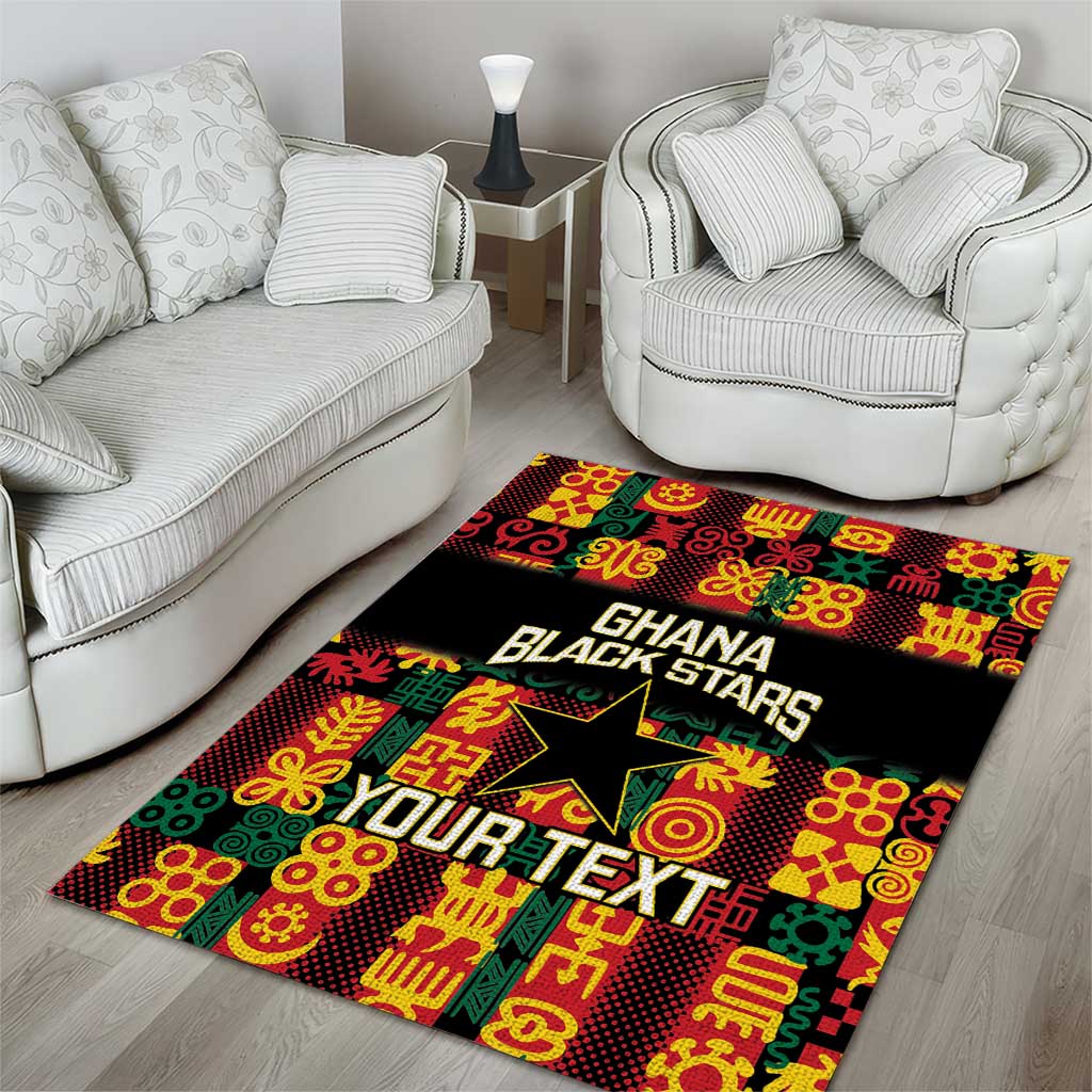 Custom Ghana Black Stars Area Rug Adinkra Pattern - Football Style