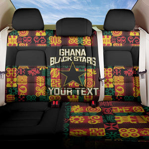 Custom Ghana Black Stars Back Car Seat Cover Adinkra Pattern - Football Style