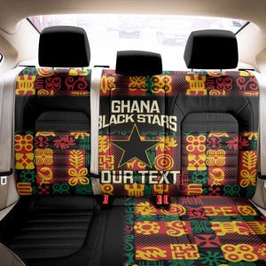 Custom Ghana Black Stars Back Car Seat Cover Adinkra Pattern - Football Style