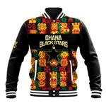 Custom Ghana Black Stars Baseball Jacket Adinkra Pattern - Football Style