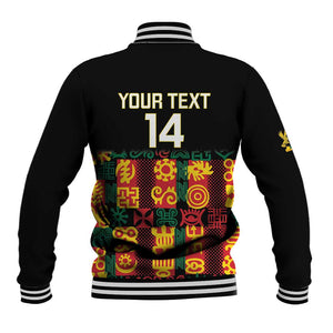 Custom Ghana Black Stars Baseball Jacket Adinkra Pattern - Football Style