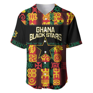 Custom Ghana Black Stars Baseball Jersey Adinkra Pattern - Football Style