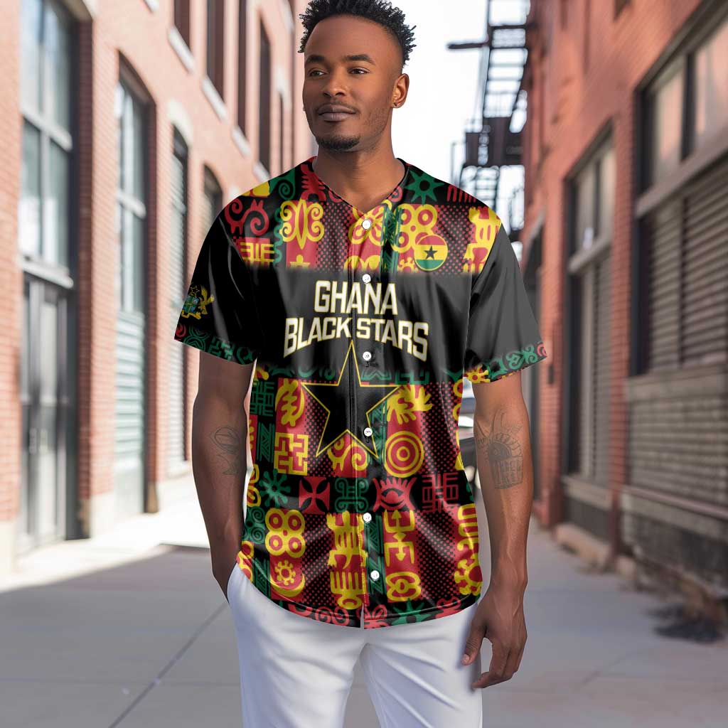 Custom Ghana Black Stars Baseball Jersey Adinkra Pattern - Football Style