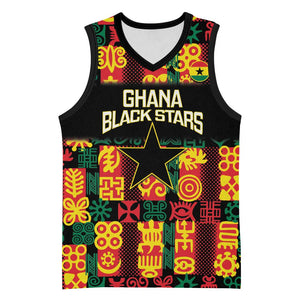 Custom Ghana Black Stars Basketball Jersey Adinkra Pattern - Football Style - African Pride