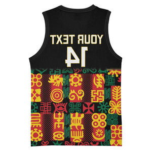 Custom Ghana Black Stars Basketball Jersey Adinkra Pattern - Football Style - African Pride
