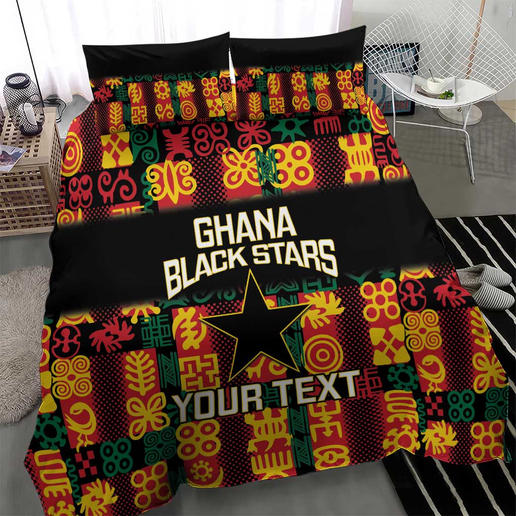 Custom Ghana Black Stars Bedding Set Adinkra Pattern - Football Style