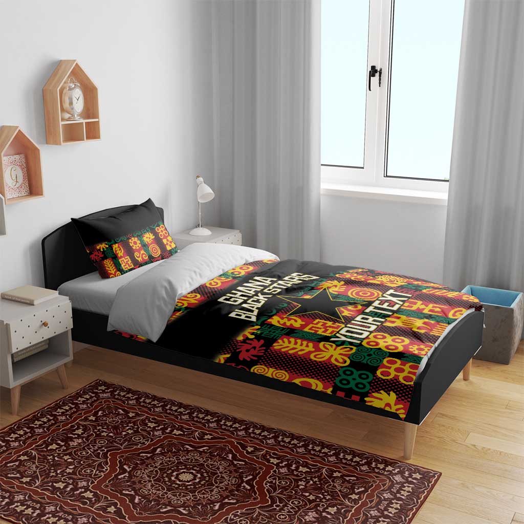 Custom Ghana Black Stars Bedding Set Adinkra Pattern - Football Style