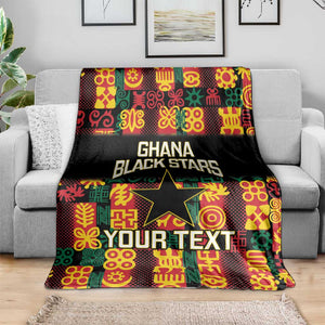 Custom Ghana Black Stars Blanket Adinkra Pattern - Football Style