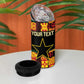 Custom Ghana Black Stars 4 in 1 Can Cooler Tumbler Adinkra Pattern - Football Style