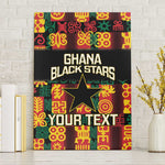 Custom Ghana Black Stars Canvas Wall Art Adinkra Pattern - Football Style