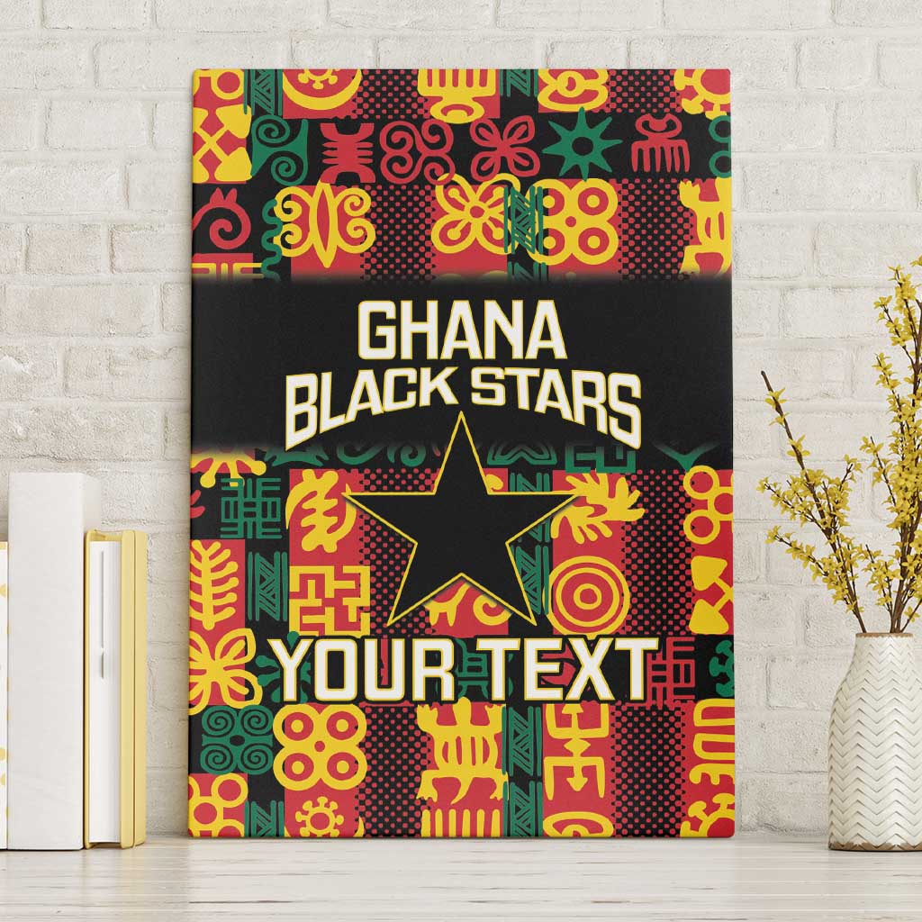 Custom Ghana Black Stars Canvas Wall Art Adinkra Pattern - Football Style