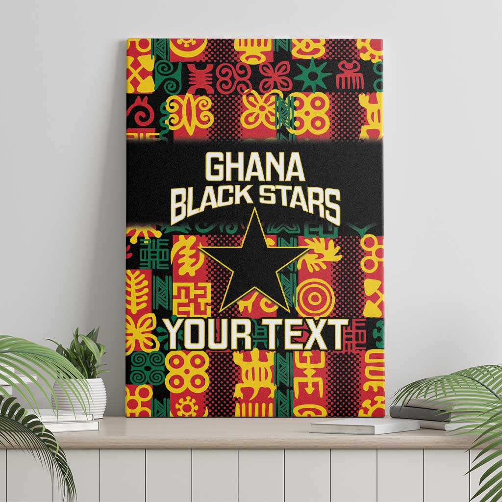 Custom Ghana Black Stars Canvas Wall Art Adinkra Pattern - Football Style