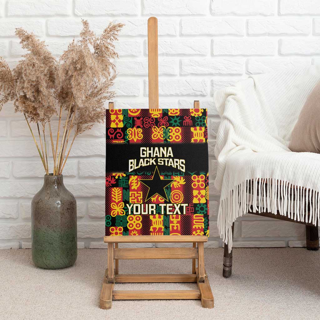 Custom Ghana Black Stars Canvas Wall Art Adinkra Pattern - Football Style