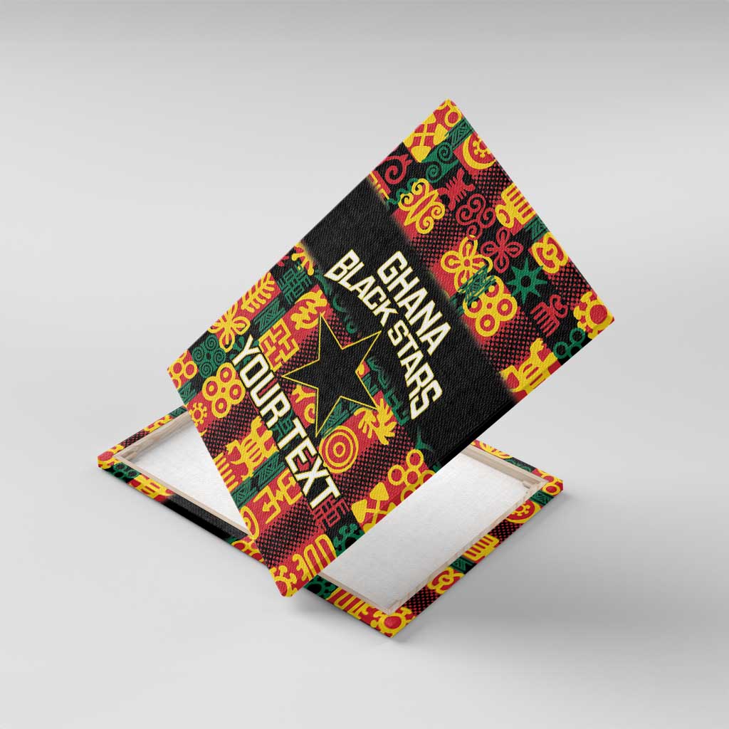 Custom Ghana Black Stars Canvas Wall Art Adinkra Pattern - Football Style
