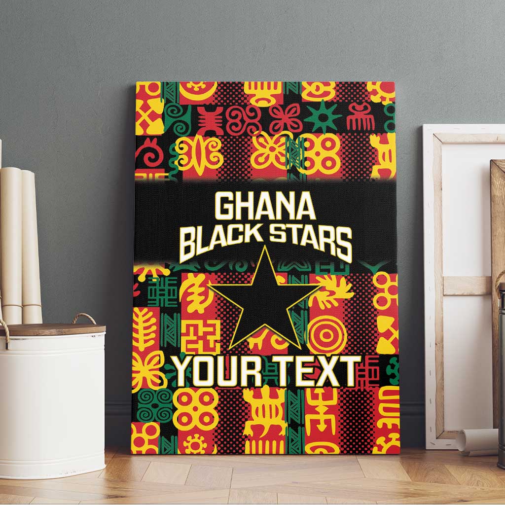 Custom Ghana Black Stars Canvas Wall Art Adinkra Pattern - Football Style