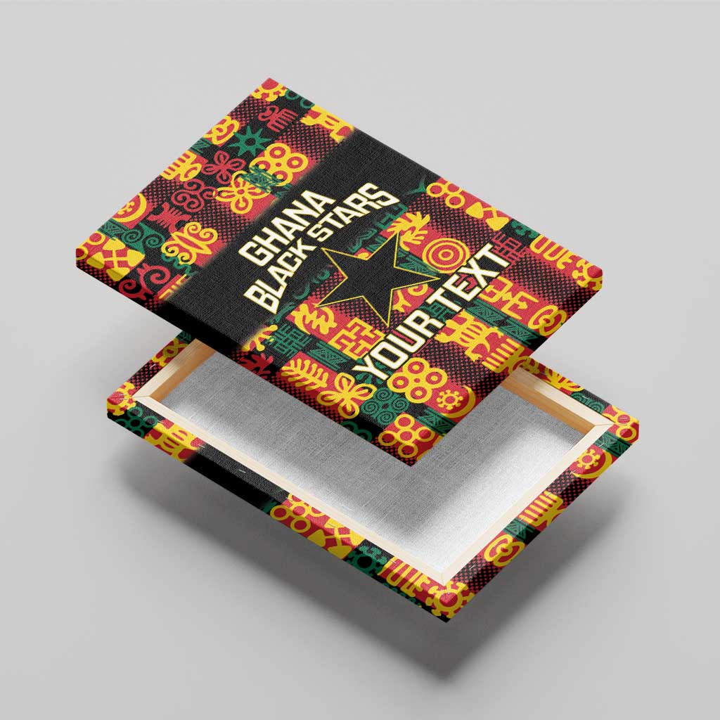 Custom Ghana Black Stars Canvas Wall Art Adinkra Pattern - Football Style