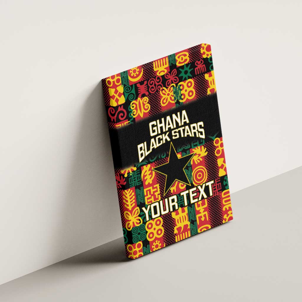 Custom Ghana Black Stars Canvas Wall Art Adinkra Pattern - Football Style