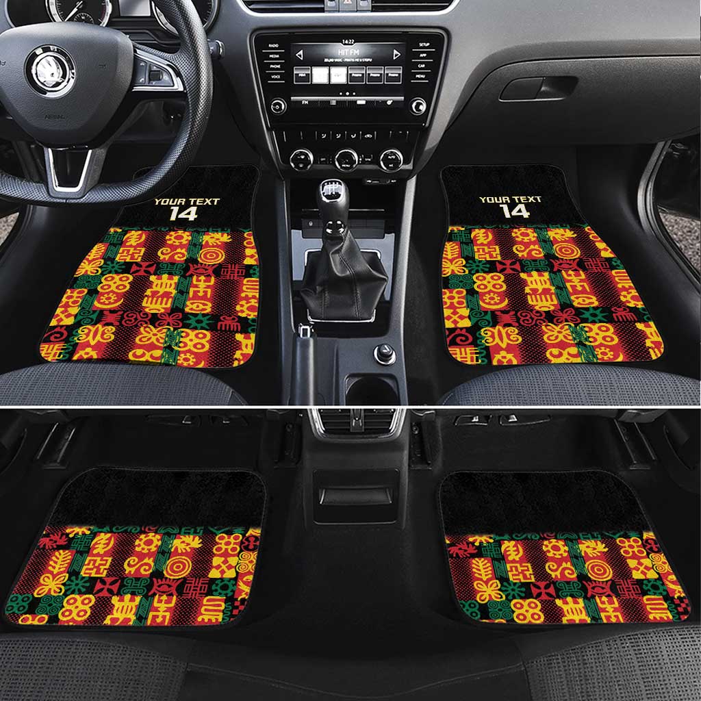 Custom Ghana Black Stars Car Mats Adinkra Pattern - Football Style
