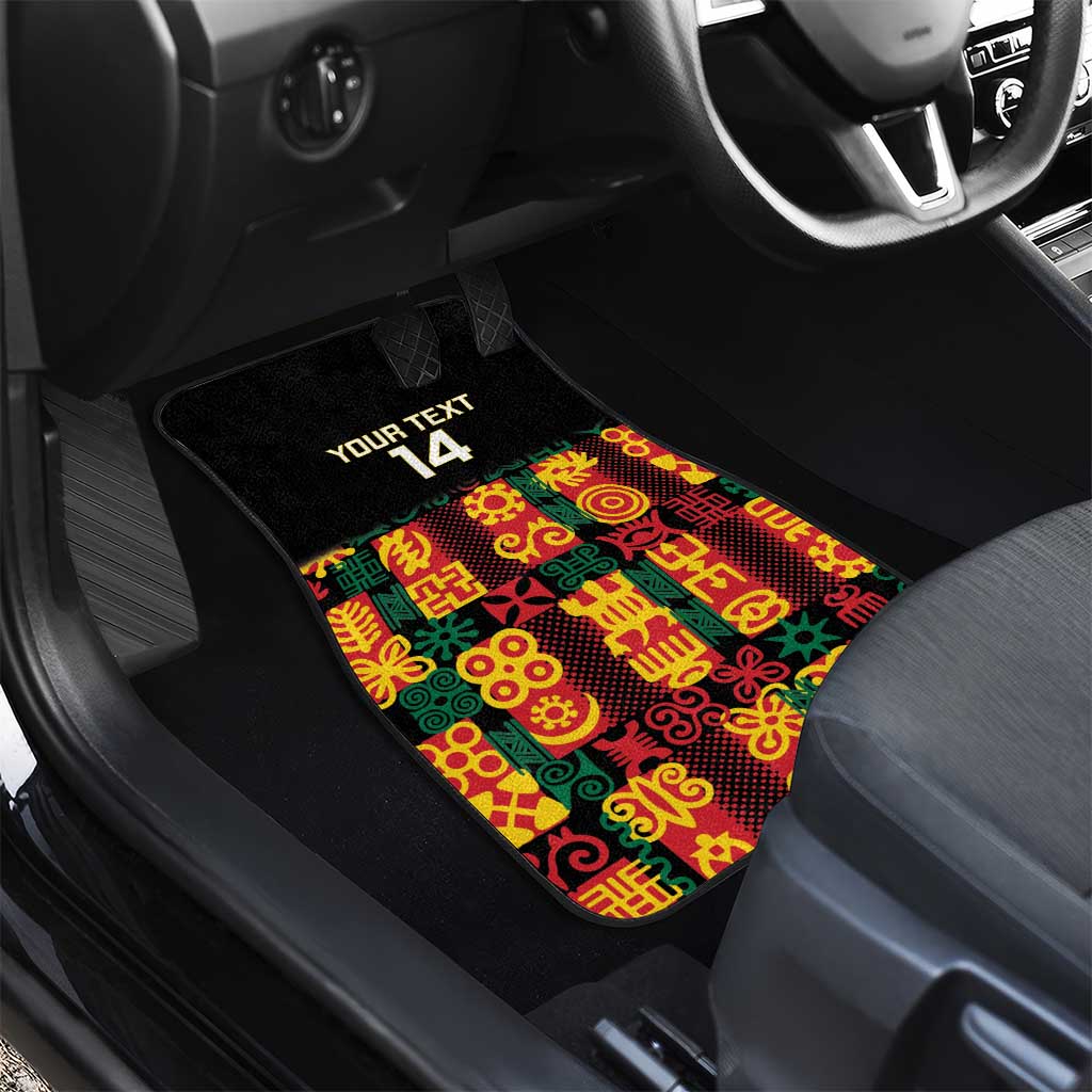 Custom Ghana Black Stars Car Mats Adinkra Pattern - Football Style
