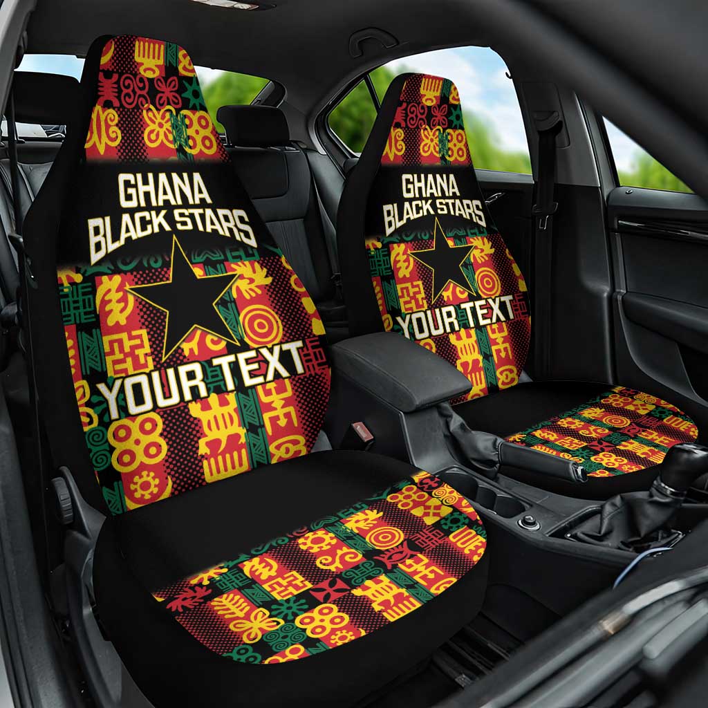 Custom Ghana Black Stars Car Seat Cover Adinkra Pattern - Football Style