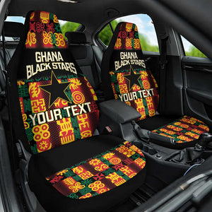 Custom Ghana Black Stars Car Seat Cover Adinkra Pattern - Football Style