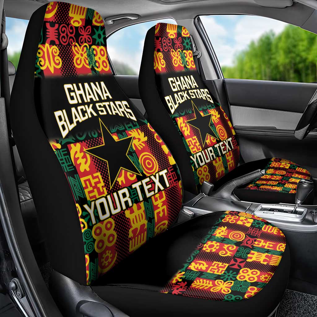 Custom Ghana Black Stars Car Seat Cover Adinkra Pattern - Football Style