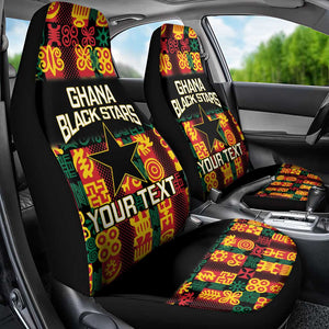 Custom Ghana Black Stars Car Seat Cover Adinkra Pattern - Football Style