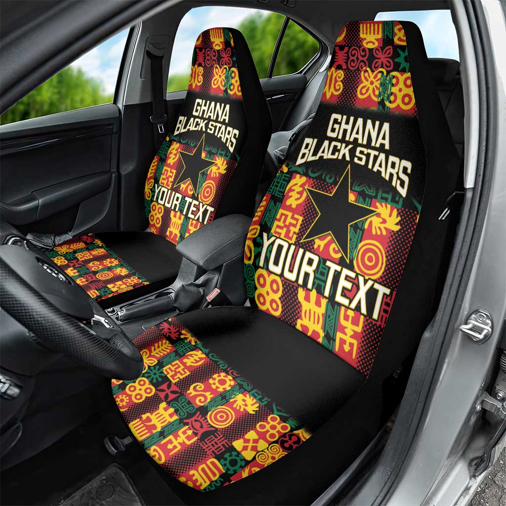 Custom Ghana Black Stars Car Seat Cover Adinkra Pattern - Football Style