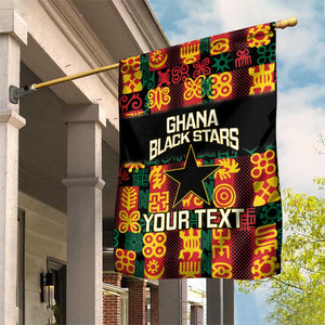Custom Ghana Black Stars Garden Flag Adinkra Pattern - Football Style