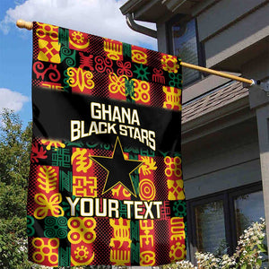 Custom Ghana Black Stars Garden Flag Adinkra Pattern - Football Style