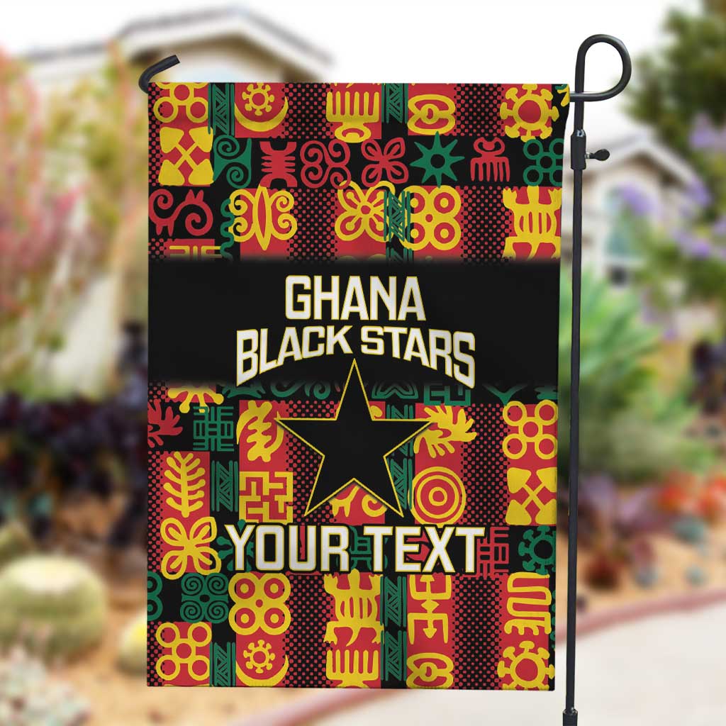 Custom Ghana Black Stars Garden Flag Adinkra Pattern - Football Style