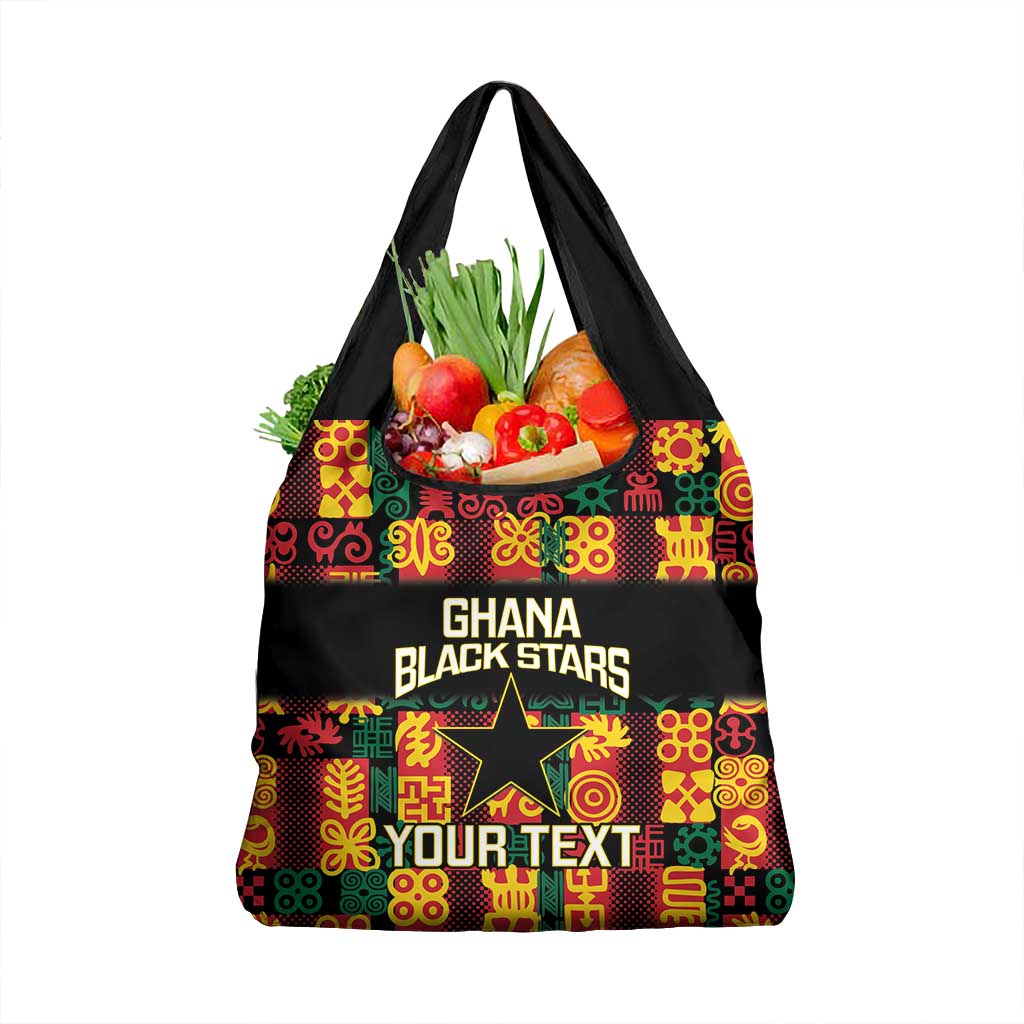 Custom Ghana Black Stars Grocery Bag Adinkra Pattern - Football Style
