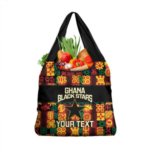 Custom Ghana Black Stars Grocery Bag Adinkra Pattern - Football Style