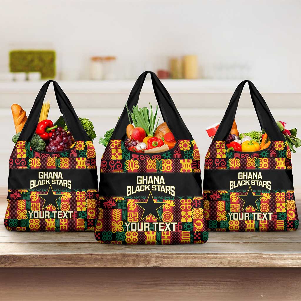 Custom Ghana Black Stars Grocery Bag Adinkra Pattern - Football Style