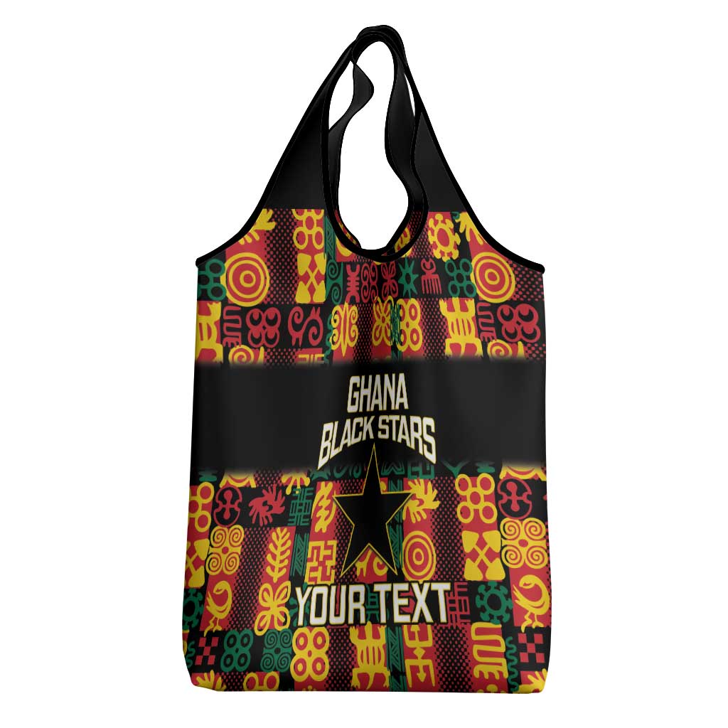 Custom Ghana Black Stars Grocery Bag Adinkra Pattern - Football Style