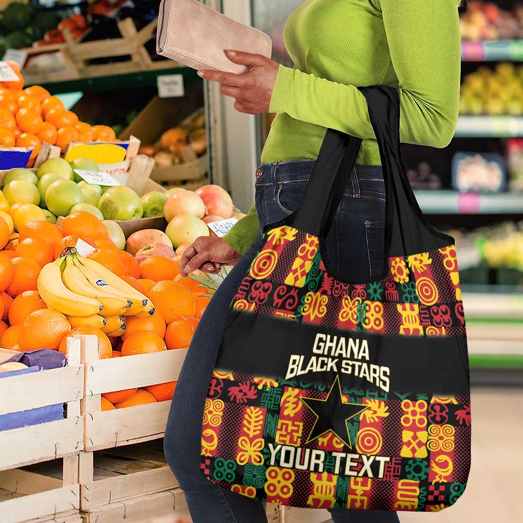 Custom Ghana Black Stars Grocery Bag Adinkra Pattern - Football Style