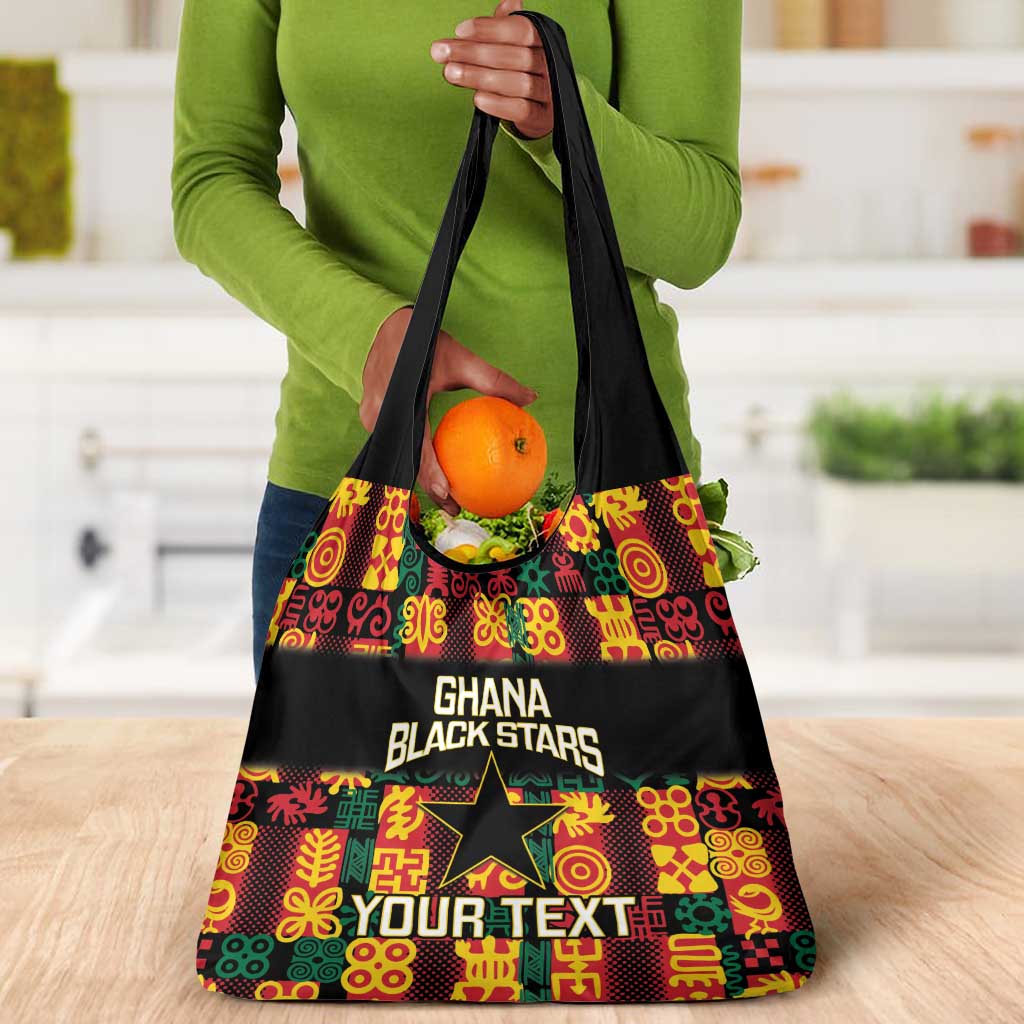 Custom Ghana Black Stars Grocery Bag Adinkra Pattern - Football Style