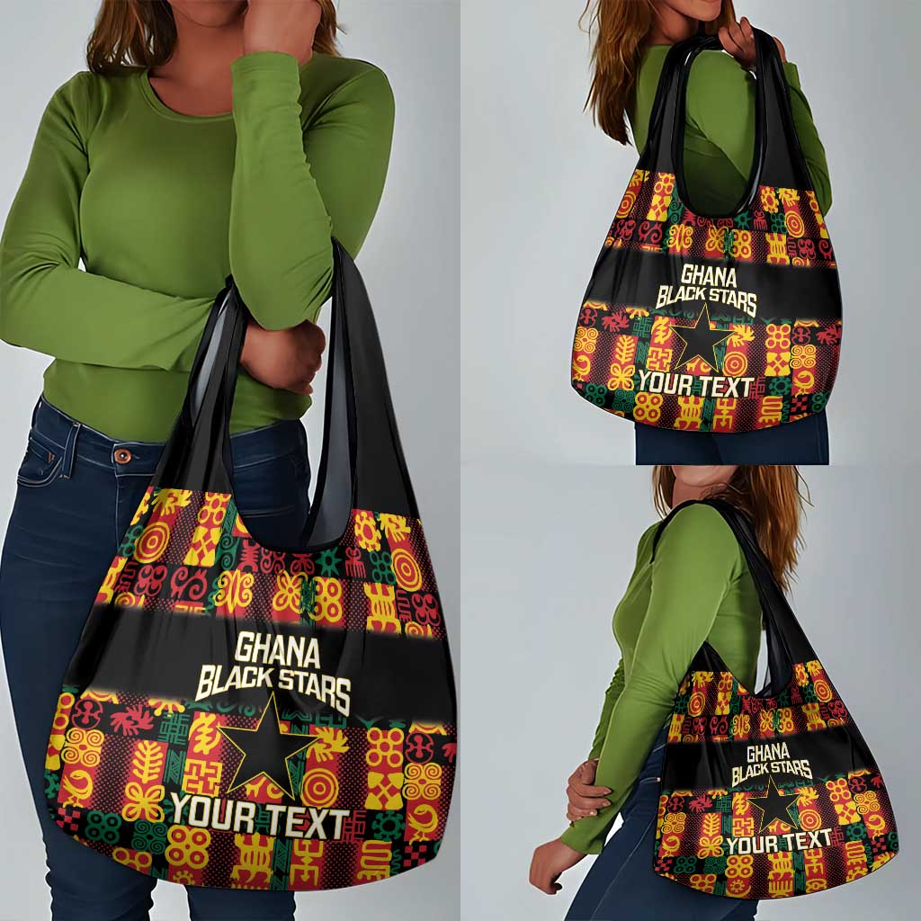 Custom Ghana Black Stars Grocery Bag Adinkra Pattern - Football Style