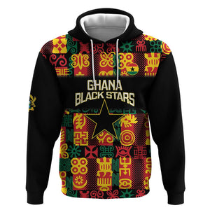 Custom Ghana Black Stars Hoodie Adinkra Pattern - Football Style