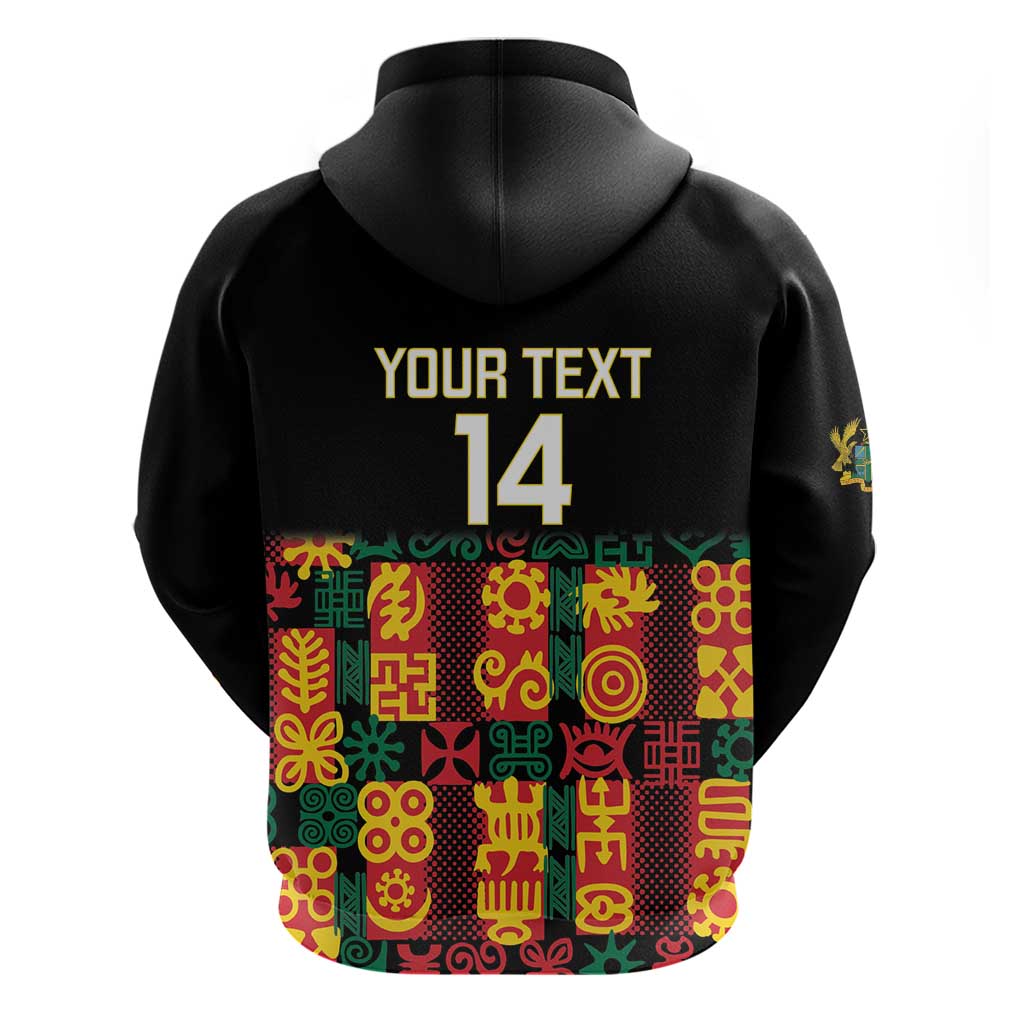 Custom Ghana Black Stars Hoodie Adinkra Pattern - Football Style